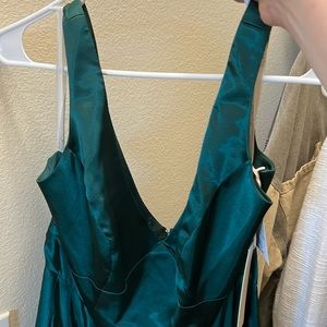 David’s Bridal Galina Signature charmeuse tank v-neck bridesmaid dress with slit